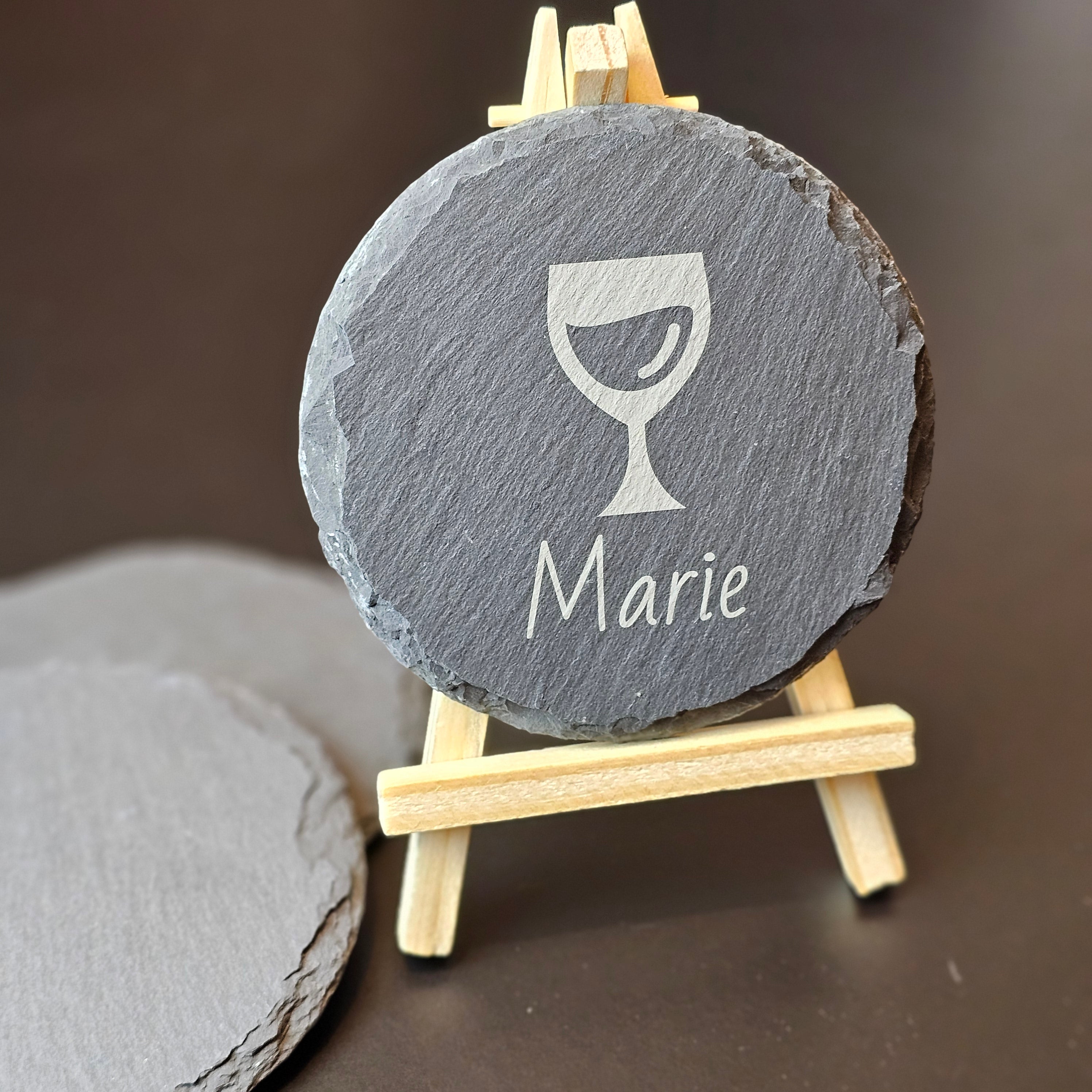 Schiefer-Untersetzer Rund 4x Set