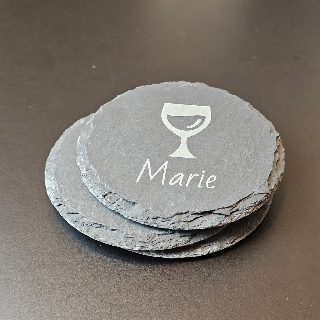 Schiefer-Untersetzer Rund 4x Set