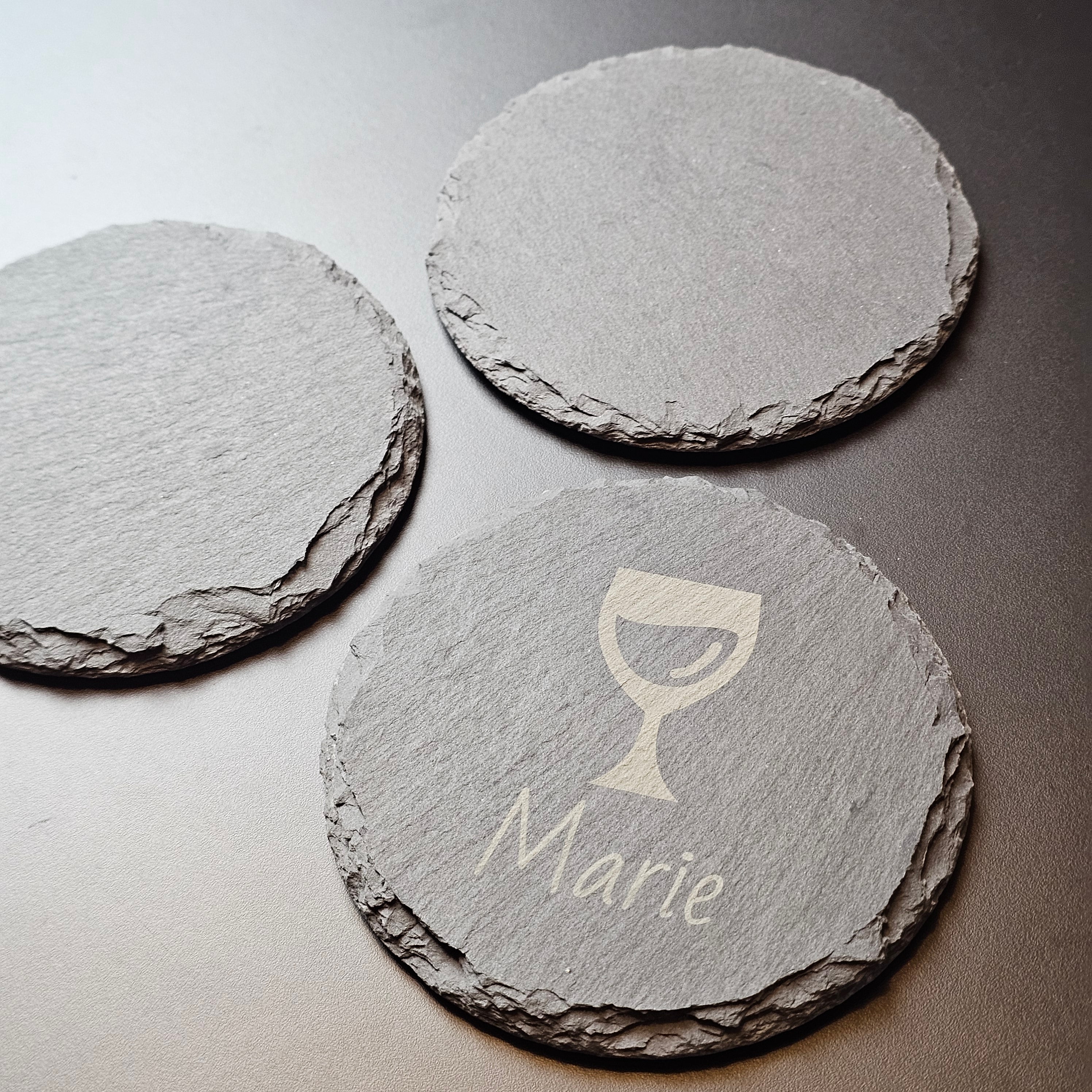 Schiefer-Untersetzer Rund 4x Set