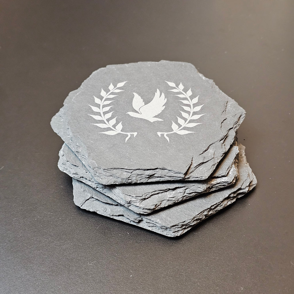 Schiefer-Untersetzer Hexagon 4x Set