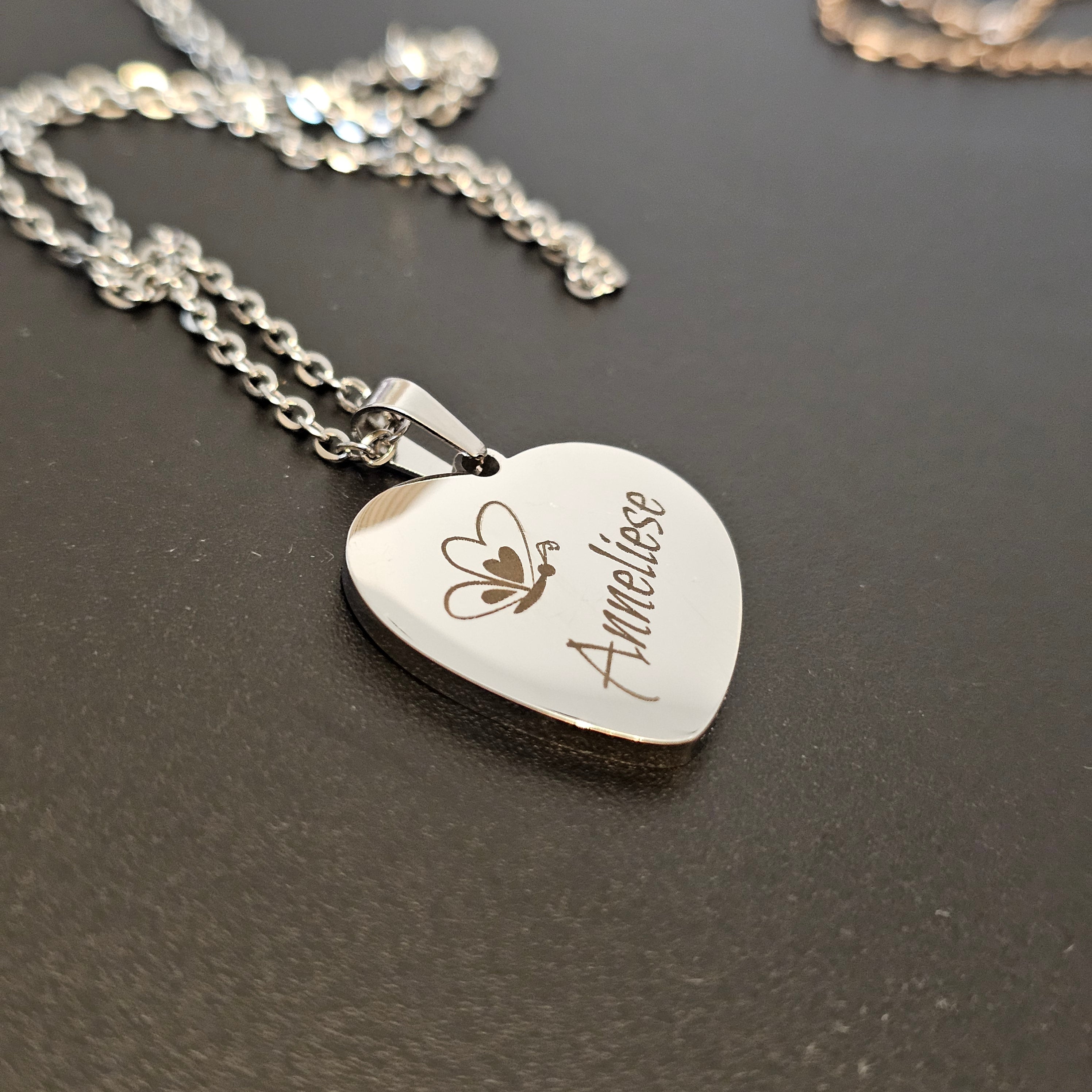 Personalisierte Herz-Halskette aus Edelstahl (316L)