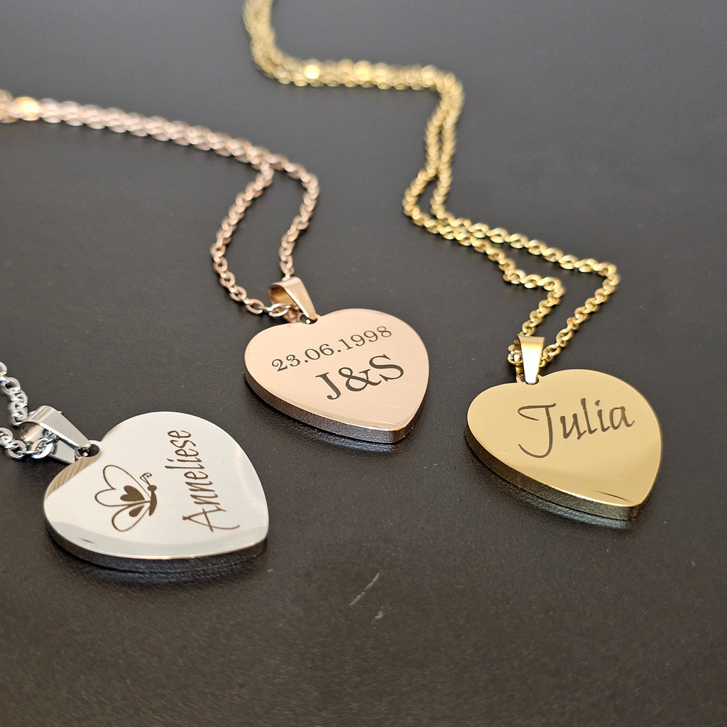 Personalisierte Herz-Halskette aus Edelstahl (316L)