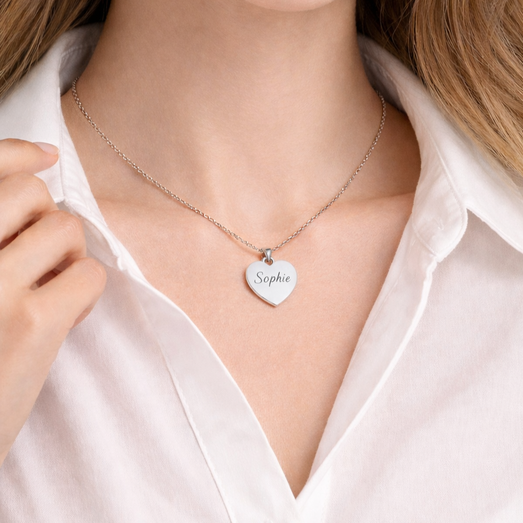 Personalisierte Herz-Halskette aus Edelstahl (316L)