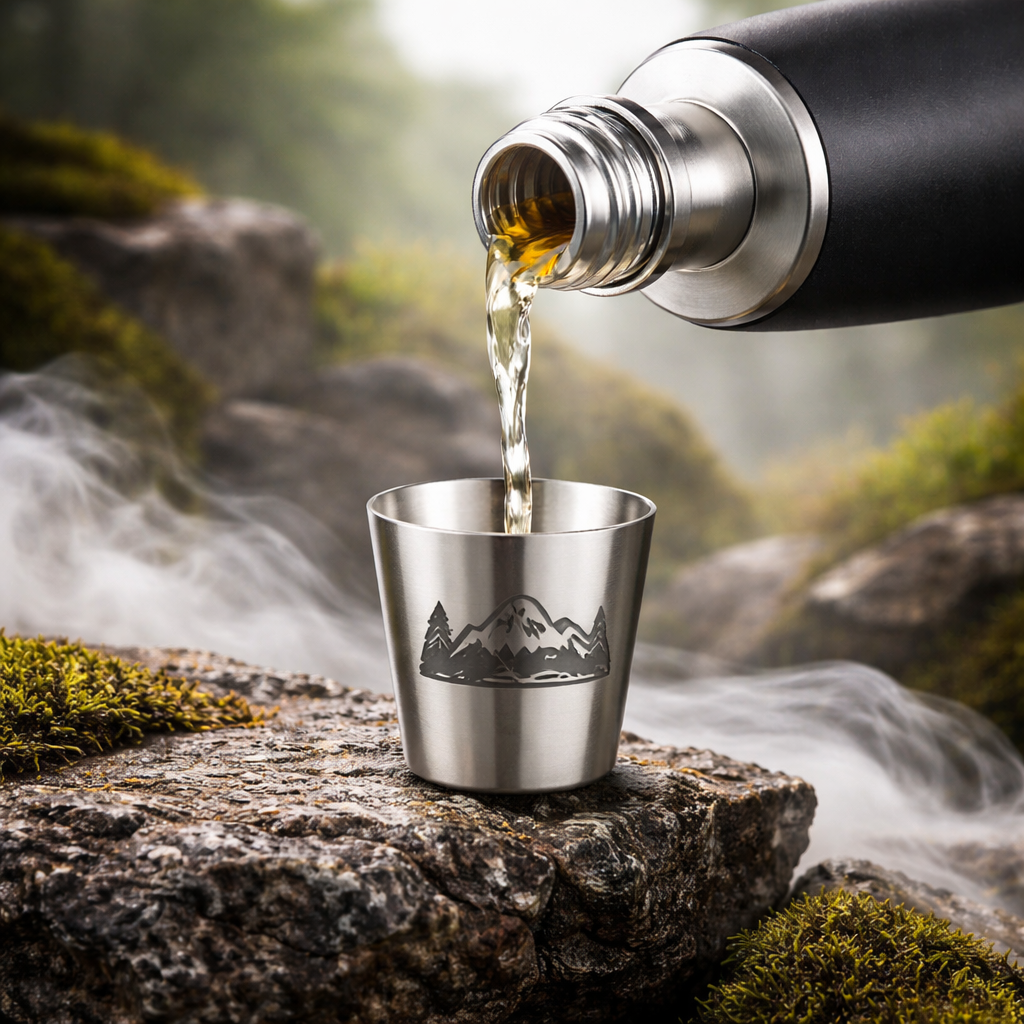 Shotgläser aus Metall – 4er Set (graviert)